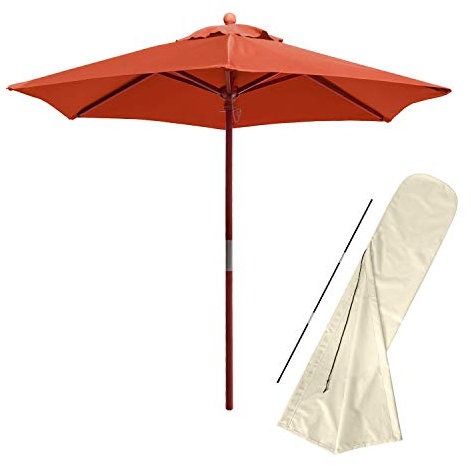 anndora Standard Sonnenschirm Balkon Schirm Terracotta 2,1 m = 210 cm rund plus Schirmhülle