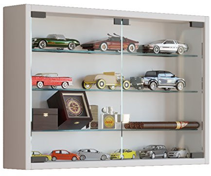 VCM 912945 Vitrine Wandvitrine Sammlervitrine Wandregal Hängeregal Hängevitrine Schaukasten Holz Weiß 40x60x10 cm Mandosa M