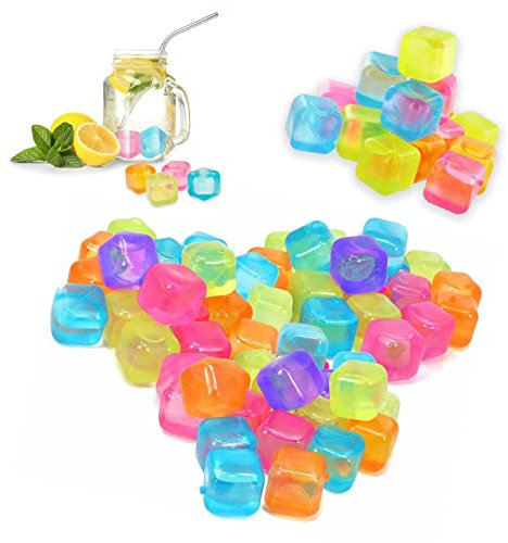 Lot de 40 glaçons réutilisables Blocs de glace multicolores Bleu, vert, rose, orange Non dilués, lavables, durables 2,5