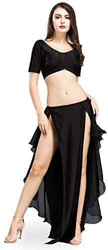 ROYAL SMEELA Chiffon Belly Dance Costume Set for Women, One Size, Black Belly Dancing Skirt Dance Dress, 6 Colors