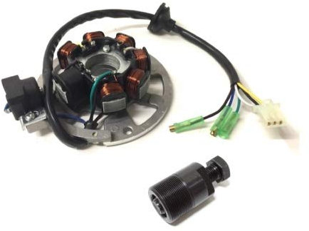 Lichtmaschine & Polradabzieher M27x1 passend für ATU Explorer Classic, Race GT, Generic Spin GE 50 – Hochwertige Lichtmaschine inkl. passendem Abzieher, 3-Pin Stecker kompatibel mit Adly, CPI, Keeway