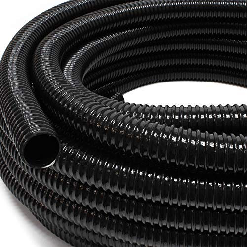 Wiltec Tuyau d'aspiration noir – 10 m/Ø 50 mm (2) / 435 g/m – avec Spirale de renforcement – Tube souple sans pression en PVC – pour Arrosage Irrigation Jardinage Évacuation Refoulement