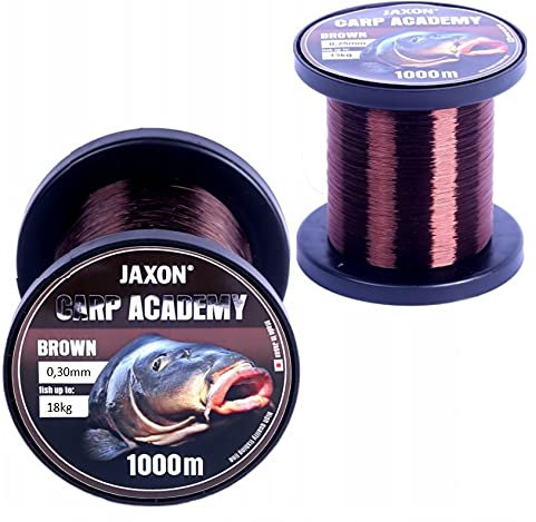 Karpfenschnur Angelschnur Jaxon CARP Academy 1000m Spule 0,25-0,35mm Feederschnur Karpfen Monofile (1000m/0,30mm/18kg), Braun