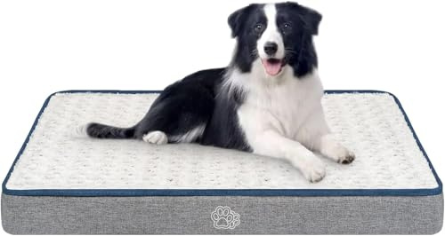 EMPSIGN Cuscino Reversibile per Cane Taglia Grande, fresca e calda, Materassino Impermeabile Tappeto Sfoderabile Lavabile, 90x60x7,5cm, Grigio