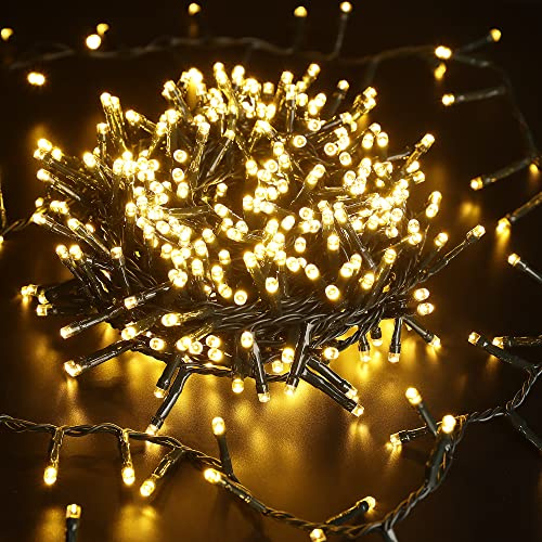 PhilzOps Luci di Natale Esterno 500 LEDs 12.5M Bianco Caldo Catena Luminosa con Spina 8 Modalità Impermeabile Stringa Luci per Natale Halloween Interno Cameretta Nozze Casa Festa Giardino Matrimonio