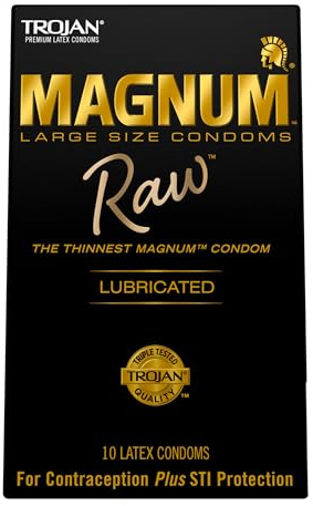 Trojan Magnum Raw Large Size Thin Condoms. Magnum Condoms, 10 Count