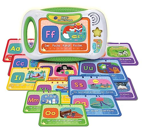 VTech ABC-Lernkartenspaß – Lernkartenboard mit bedruckten Buchstabenkarten und Lerninhalten zu den Themen Buchstaben, Laute, Objekte und Figuren, Farben u. v. m. – Für Kinder von 4-7 Jahren