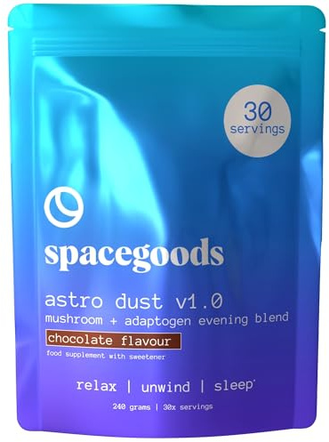 Spacegoods Astro Dust 240g ℮ | Chocolate Flavour | 30 Servings | Contains Magnesium and Ashwagandha, Relax Unwind & Sleep Deeply, Soothe Body & Mind