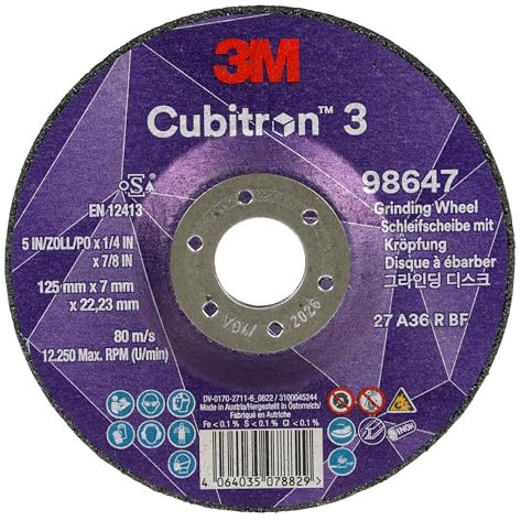3M Cubitron 3 Schruppscheibe, 98647, 36+, T27, 125 mm x 7 mm x 22,23 mm, EN, 10/Pack