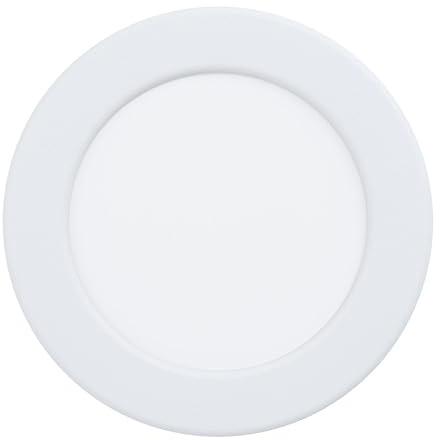 Eglo Fueva 6 Foco LED empotrable redondo para baño, lámpara de baño de plástico en blanco, foco empotrable plano, color de luz blanco cálido y frío, IP44, diámetro de 11,7 cm