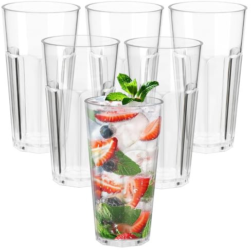 SHAIDOJIO 6 Piezas Vasos Acrílicos de 580ml, Vasos Agua Acrílicos Irrompibles, Vasos Apilables, Premium Vasos de Zumo de Agua para Fiestas Cenas Familiares Casa Picnic