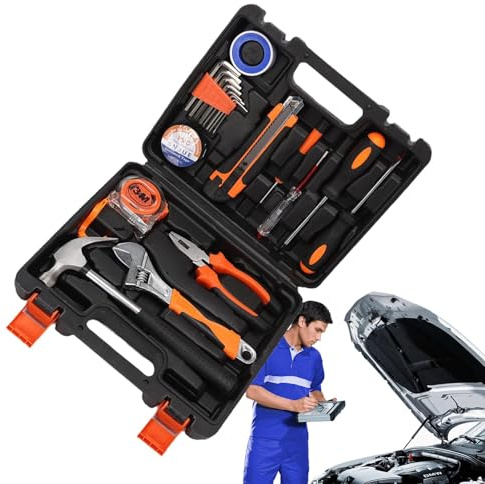 Juego de herramientas para el hogar, juego de herramientas básicas de 20 unidades, juego de herramientas portátiles para coche, juego de herramientas de mano simple con caja de herramientas para
