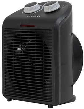 Calefactor de baño Grunkel de bajo consumo, hasta 2000W, 3 modos, 6 niveles de potencia, antivuelco y sistema de protección contra el sobrecalentamiento. Ligero y cable de 1m. (Negro)