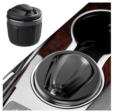 JNNJ Posacenere per Auto, Posacenere Con Coperchio Auto, Posacenere per Auto Portatile Con Portacenere a LED Sigaretta, Accessori Decorativi Universali per Autos Campeggio Allaperto(Grigio)