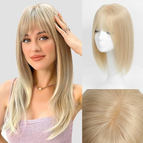 Toupet per capelli sottili da donna con frangia, capelli veri, per donne con frangia, 30,5 cm, 16,5 * 16,5 cm, base grande, copre il cuoio capelluto, per capelli che si diradano