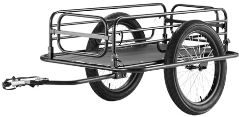 VEVOR Remorque cargo de vélo, capacité de charge de 124,7 kg, rangement compact pliable et libération rapide avec attelage universel, roues de 50,8 cm, s'adapte à la plupart des roues de vélo, cadre
