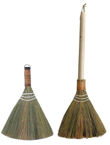 ANDRESLAD 2pcs Bamboo Soft Broom Handmade Indoor Broom for Kitchen Cleaning Supplies Manual Floor Cleaning