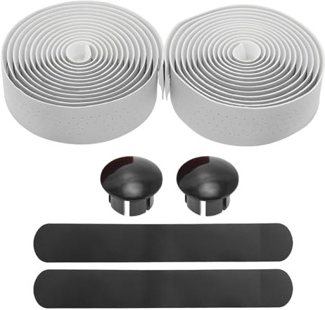 BULLSPANN 1 Paar Fahrrad Lenkerbänder, rutschfestes und stoßdämpfendes Lenkerband Kunstleder und EVA für Rennrad, Belüftungsgriffband für MTB, 216 x 3 cm, Dicke 3 mm, Silberton