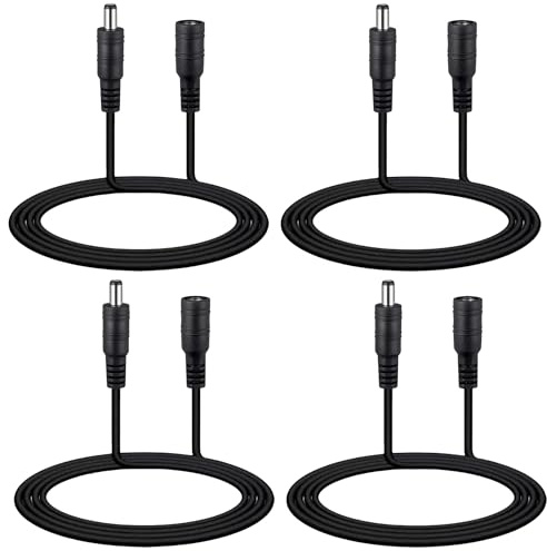 Clearhill 2 m 4-pack DC-förlängningskabel, 5,5 mm × 2,1 mm hona till hane strömledning för LED-band, säkerhetskamera, router, 5V–24V DC-adapter m.m.