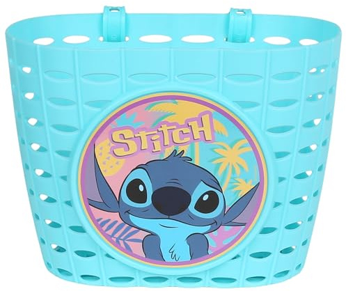 Disney Stitch Cesta Manillar Infantil, Cesta Bicicleta niña 20x15x16 cm