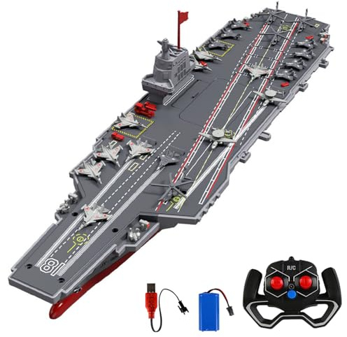 TOUCAN RC HOBBY Bateau RC 2,4 GHz à haute vitesse, navire de guerre télécommandé S19, jouet électrique à eau, batterie RTR, double moteur, recharge USB, pour extérieur