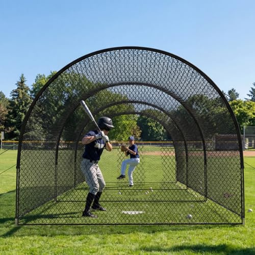 ActiveTrail 33ft Batting Cage Net with Frame, Multi-Sport Practice Cage for Baseball, Softball, and Golf, Use in Yard or Sports Field
