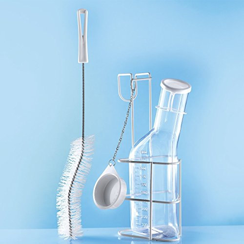 Urinflaschen-Set (Urinflasche klar, Bürste und Halter mit Deckel)