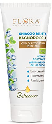 FLORA Bellessere BagnoDoccia Ghiaccio e Menta 200 ml BIO-BDIH Energizzante rinfrescante e rinvigorente con oli essenziali puri 100%