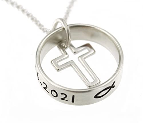 Timbalino Personalisierte Kreuz Halskette 925 Silber mit Gravur – Taufkette mit Kreuz Anhänger & Namen – Geschenk Taufe, Kommunion, Konfirmation – Silberkette