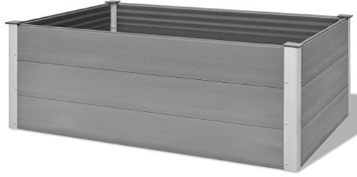 Tidyard Pflanzkasten WPC Pflanzkübel Garten Außenbereich Blumenkasten Hochbeet Unterseite Offen 30 mm Wandstärke 150 x 100 x 54 cm Grau