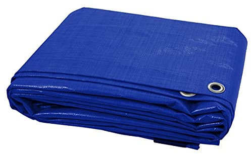 2 x 3 m Blue Tarpaulin Waterproof Tarp Sheet Cover, Groundsheet - Waterproof, Weatherproof, Frost-Resistant, UV Protection, Universal, Multipurpose, Reinforced Eyelets