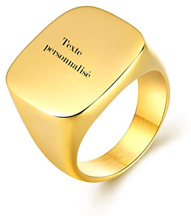 AFSTALR Bague Homme Acier Inoxydable Chevalière Sceau Biker Anneau Fantaisie Bijoux Personnalisé Cadeau Argent/Or/Noir