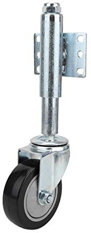 4-tums Grindhjul, Fjäderbelastad Grindhjul, Kraftig Fjäderbelastad, Svängbar Gummigrind, för Trädgårdsträgrind, Maximal Belastning 120 Kg, Halkfritt Stöthjul, Svart(#1)
