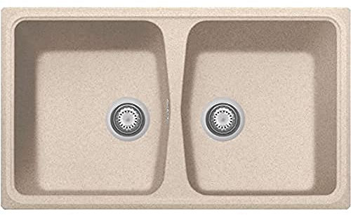 Lavello in composito da cucina incasso TELMA by Plados linea PACIFIC due vasche 86x50 - Avena