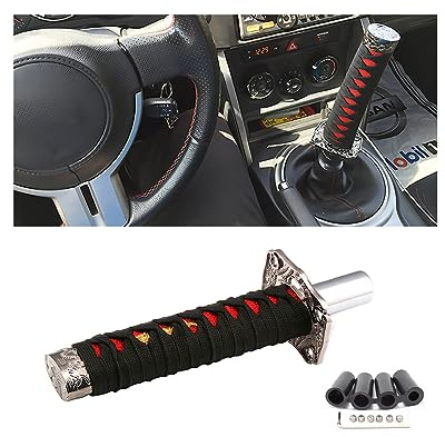 zipelo Samurai Sword Shift Knob, 6 Inch (15cm) Short Gear Shift Knob with 4 Adapters, Samurai Shift Gear Lever for Manual Transmission Cars Most Automatic Transmission Cars(Black/Red)