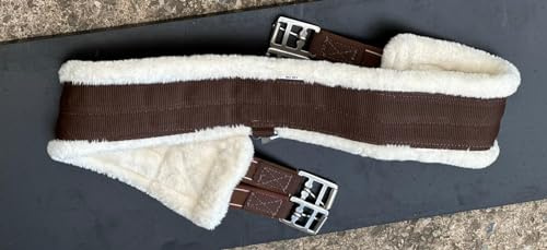 Equipride Sottopancia SUPER MORBIDO IN PELLICCIA SINTETICA DI VISONE/TEDDY CON AMBOSI LATI ELASTICI (135 cm, Marrone/Bianco)