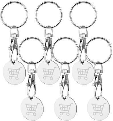 Mellbree Shopping Trolley Token 6Pcs, Trolley Coin Keyring UK for Supermarket Solid Metal