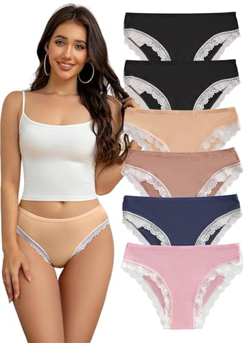 Hialegion Biancheria Intima da Donna Bikini Mutandine Morbide Senza Cuciture Biancheria Intima Sexy in Pizzo Stretch Charming Mutandine Multicolore S-XL