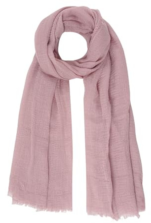 Nydotd Women Summer Cotton Linen Scarf Crinkle Long Beach Shawl Wrap hijab with Fringe (Power Pink, 71 x 35 Inch)