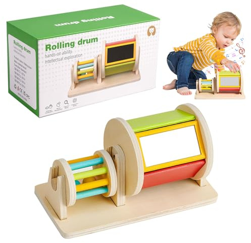 MeYuxg Montessori Tamburo Rotante Montessori Baby Tamburo Rotante Toy, Giocattoli Educativi Primi Neonati 6-12 Mesi Neonati Migliore Idea Regalo Drum Music Mirror Drum