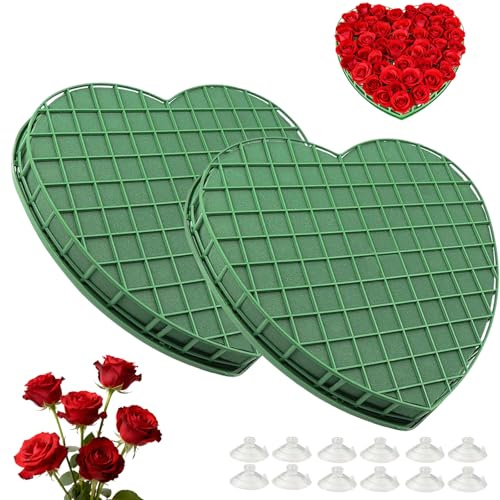 Tbintul 2Pcs Spugna per Fiori,Schiuma Floreale a Forma di Cuore,Schiuma Umida per Fiori per Feste Automobili Matrimoni(30cm）
