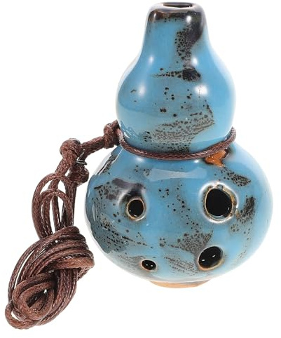 FOMIYES Ocarina in Ceramica Blu con 6 Fori Design a Zucca Portatile e Versatile per Principianti, per Attività All'aperto e Amanti della Musica