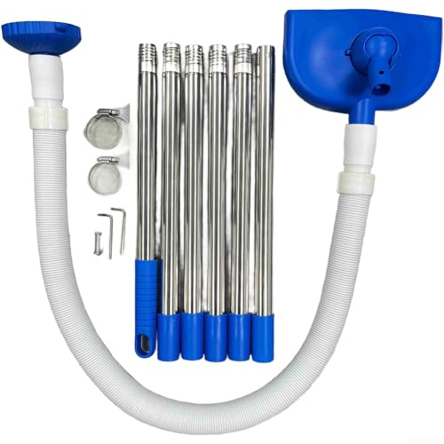 Axorafow Aspirapolvere automatico per piscina, con sistema di circolazione, semovente, rimozione detriti per piscine interrate, lunghezza estensibile, blu grigio (blu, 6 sezioni)