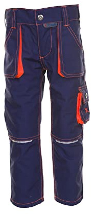 Planam 6111146 - Pantaloni junior, taglia 146/152, blu/arancio/multicolore