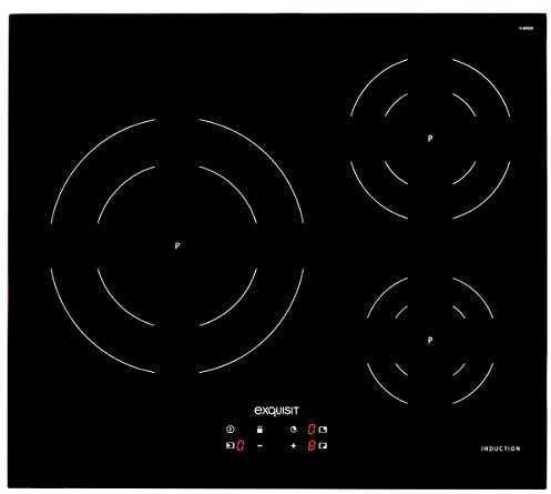Exquisit® Vitrocerámica de Inducción, 7200W, 3 Zonas, Función PowerBooster, Programación Tiempo de Cocción, Bloqueo de Seguridad, Reconocimiento de Recipientes, Medidas 6,3x59x52 Cm.
