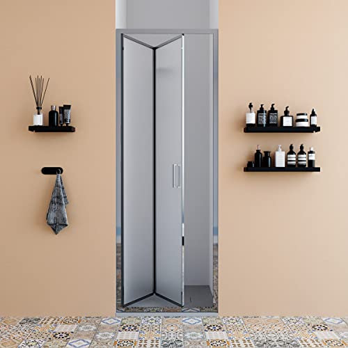 Porta doccia per nicchia 80 cm apertura a libro pieghevole vetro OPACO anticalcare 5mm Sequoia
