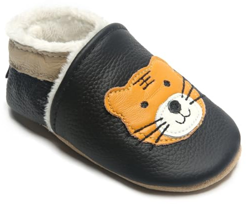 IceUnicorn Scarpe Primi Passi Bimba Bimbo Invernali Scarpine Primi Passi Bambina Scarpine in Pelle Bambino Calda Fodera Pantofole Bambini(Tigre Peluche, 6-12 Monate)