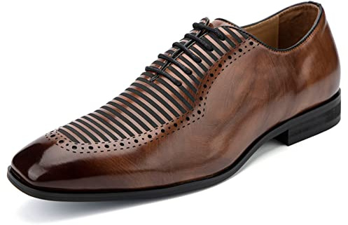 MEIJIANA Oxfordskor Herr Oxfordskor Snörskor Klassiska Eleganta Skor Kostymskor för män, Brun-04, 45 EU (12 UK)