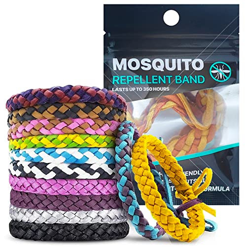 Mosquito Repellent Bracelet 10 Pack, Adjustable Leather Deet-Free Natural Insect Mosquito Bands for Adults & Kids, 350 Hour Insect Repellent Protection