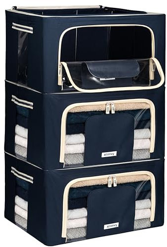 4CONVY Solid, Foldable Clothes Storage Box with Zipper - 2024 UPGRADED MATERIAL Storage Bag for Duvets, Bedding - Box with Window